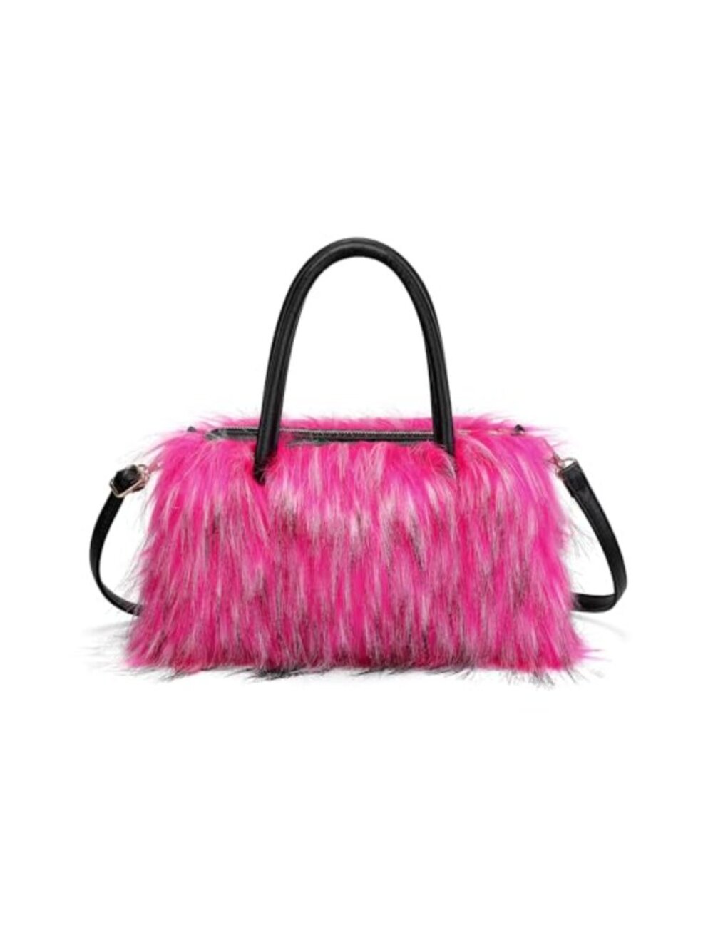 Faux Fur Tote Bag Faux Leather Trim Crossbody Satchel Women